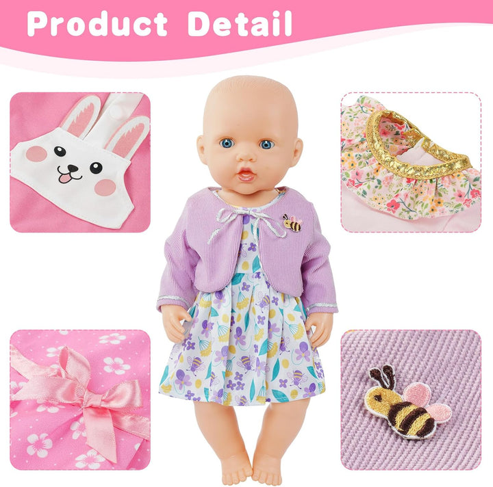 Puppenkleidungsset, 4 Stück Kleidung Bekleidung für Baby Puppen, Puppenkleidung 35-43 cm, neues Klei