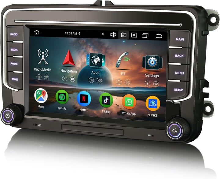 Erisin 8-Kern 4GB+64GB 7 Zoll Android 14 Autoradio Bluetooth GPS Navi für VW Crafter Polo 6R Amarok