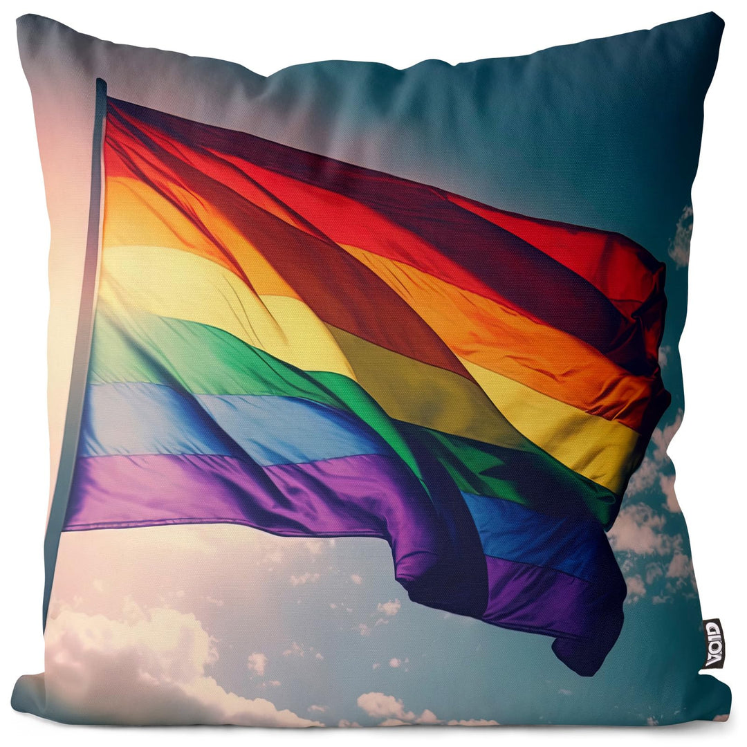 VOID Regenbogen Fahne Flagge Kissenbezug Kissenhülle Polyester wasserfest Outdoor Indoor, Kissen Grö