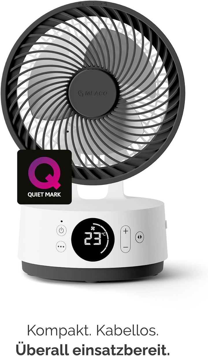 MeacoFan Sefte® 6 Tischventilator, 21 cm, austauschbarer Akku, bis zu 26 Std. Laufzeit, leise ab 22