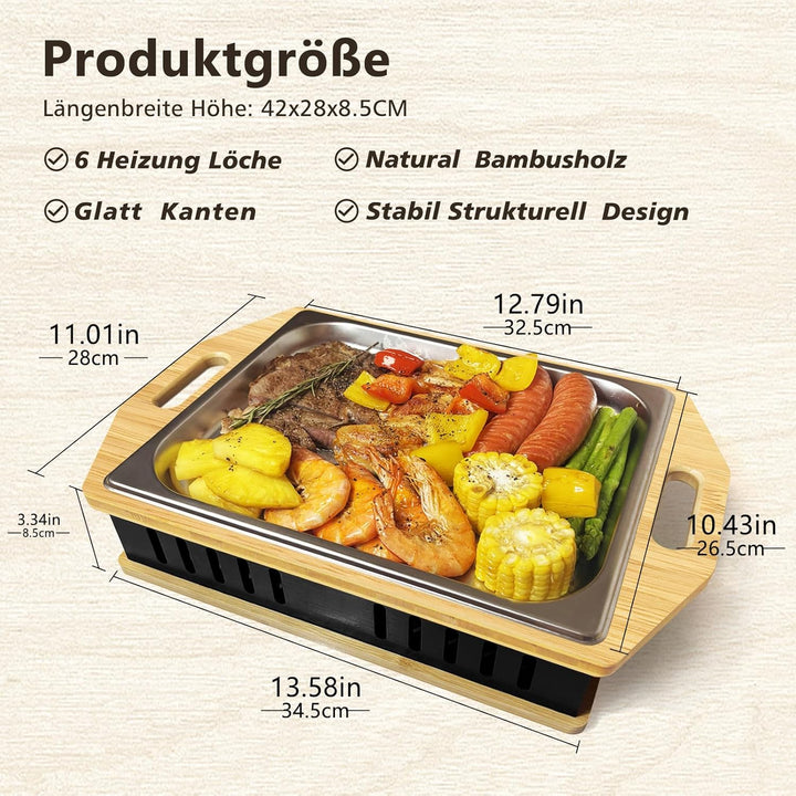 BBQ Warmhalteplatte Teelicht,Warmhalteplatte Grillgut Teelicht,Grill Warmhalteplatte,Fleischwarmhalt
