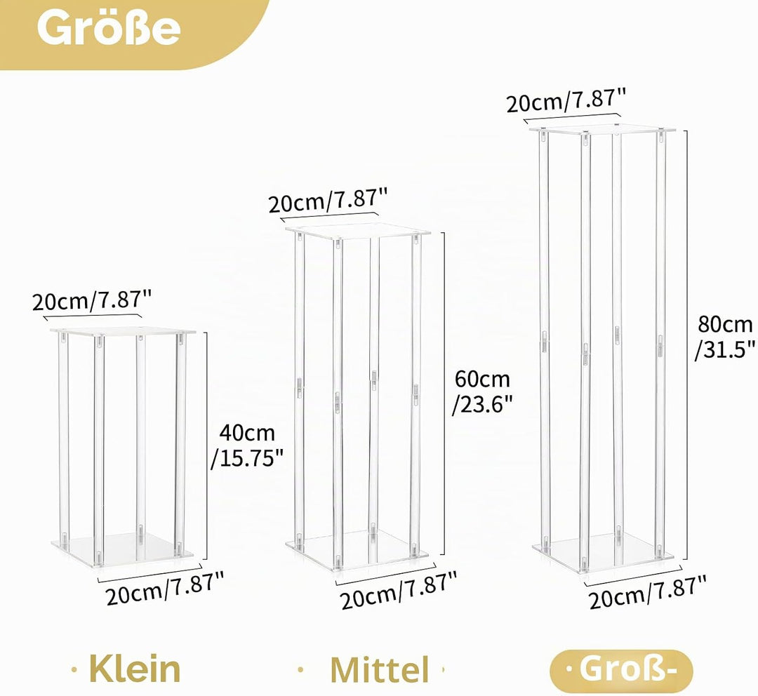 Nuptio 2 Stück Hochzeit Tischdekoration Vase 80cm Hohe Acrylblumen Bodenvase Spalte Blumenarrangemen