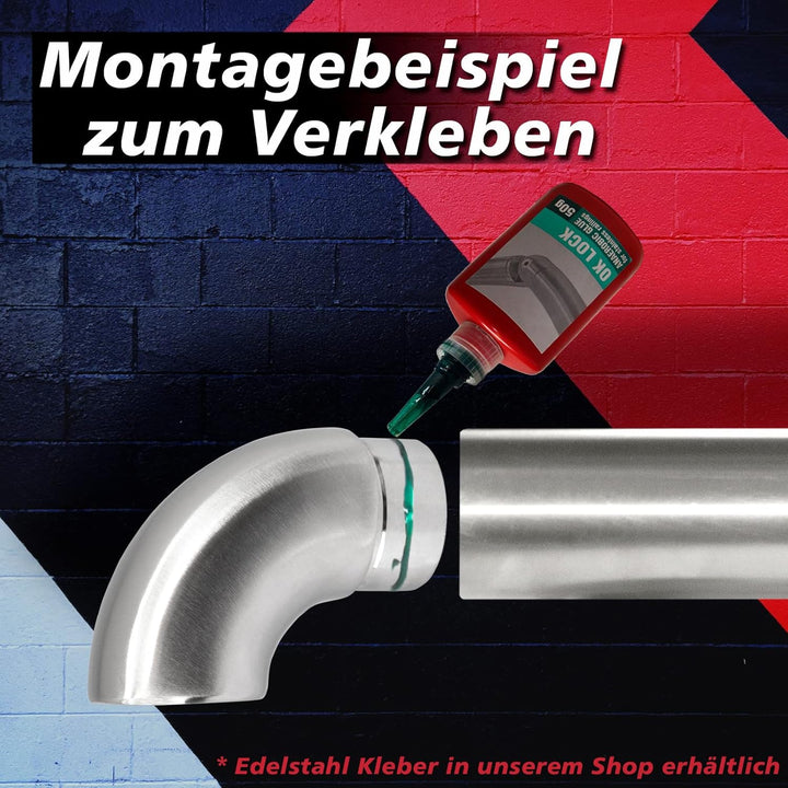 PRIOstahl Endbogen Handlauf Endstück x 4 Stück 42,4mm 90 Grad zum Stecken und Kleben Bogen Rohrabsch