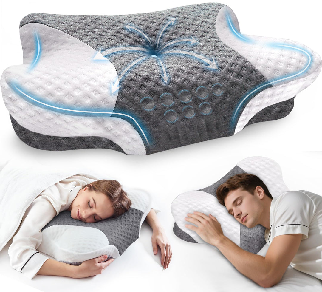 VJASD Orthopädisches Nackenstützkissen aus Memory Foam – Ergonomisches Kopfkissen gegen Nackenschmer