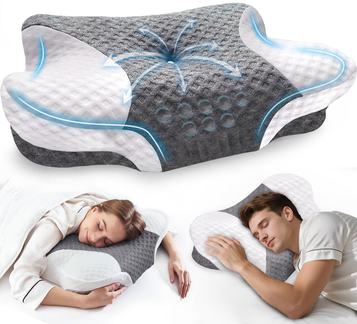 VJASD Orthopädisches Nackenstützkissen aus Memory Foam – Ergonomisches Kopfkissen gegen Nackenschmer