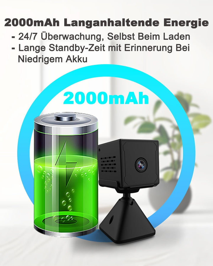 Mini Kamera, 4k Ultra HD Kamera Überwachung Innen mit 64GB Speicherkarte, WLAN/AP Hotspot/Ohne WLAN