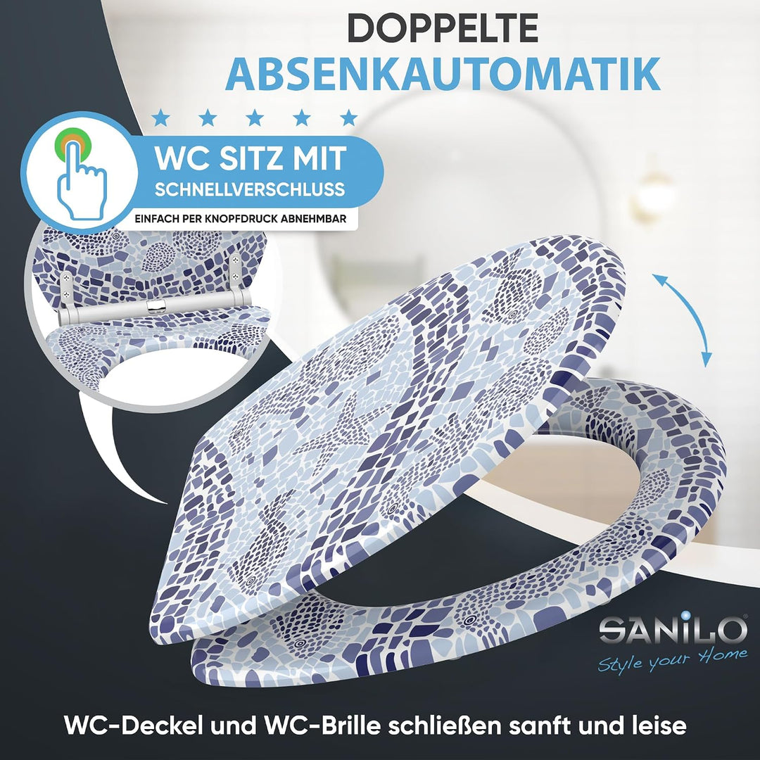Sanilo WC-Sitz mit Absenkautomatik I Hochwertiger Toilettensitz aus Holz I Toilettendeckel in versch