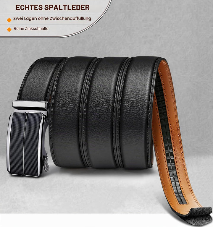 BULLIANT Gürtel Herren, Gürtel Ratsche Ledergürtel Automatikschliesse für Herren Anzug Business Klei