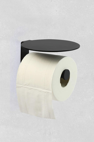 Ambrosya - Toilettenpapierhalter mit Ablage aus Edelstahl in Schwarz - Bad Badezimmer Halter Halteru