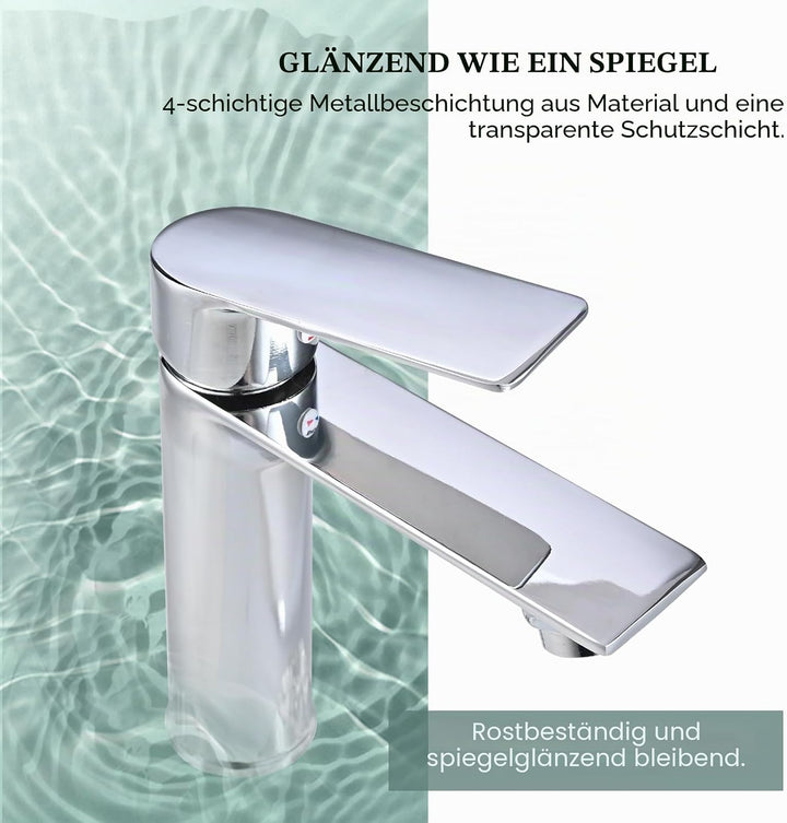 Cieex Wasserhahn Bad Wasserhahn Waschbecken Wasserhahn mit Anschlussschläuchen Waschbecken Chrom Was