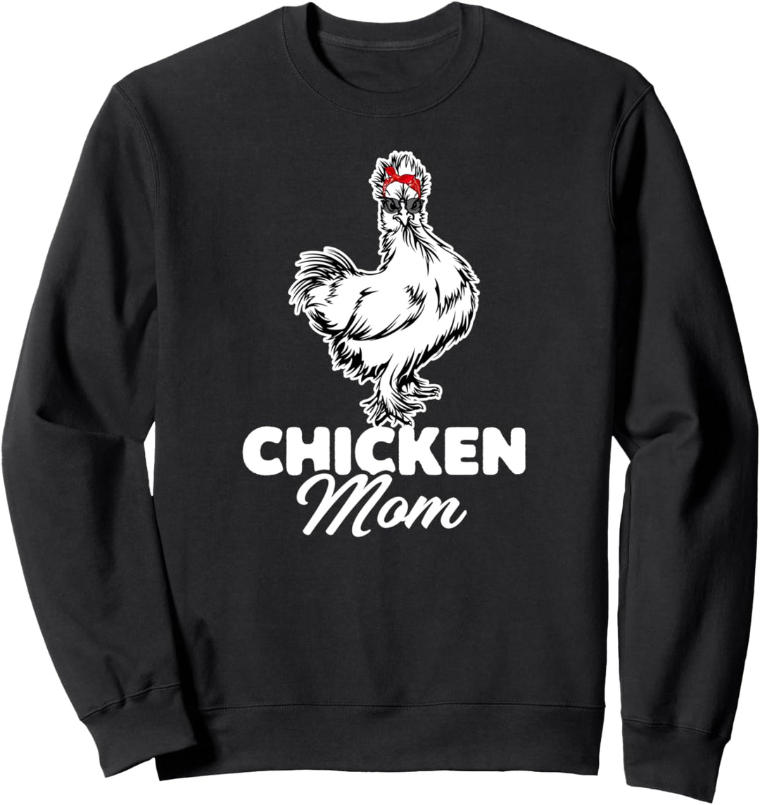 Chicken Mom Huhn Hühner mit Kopftuch Bandana und Brille Sweatshirt