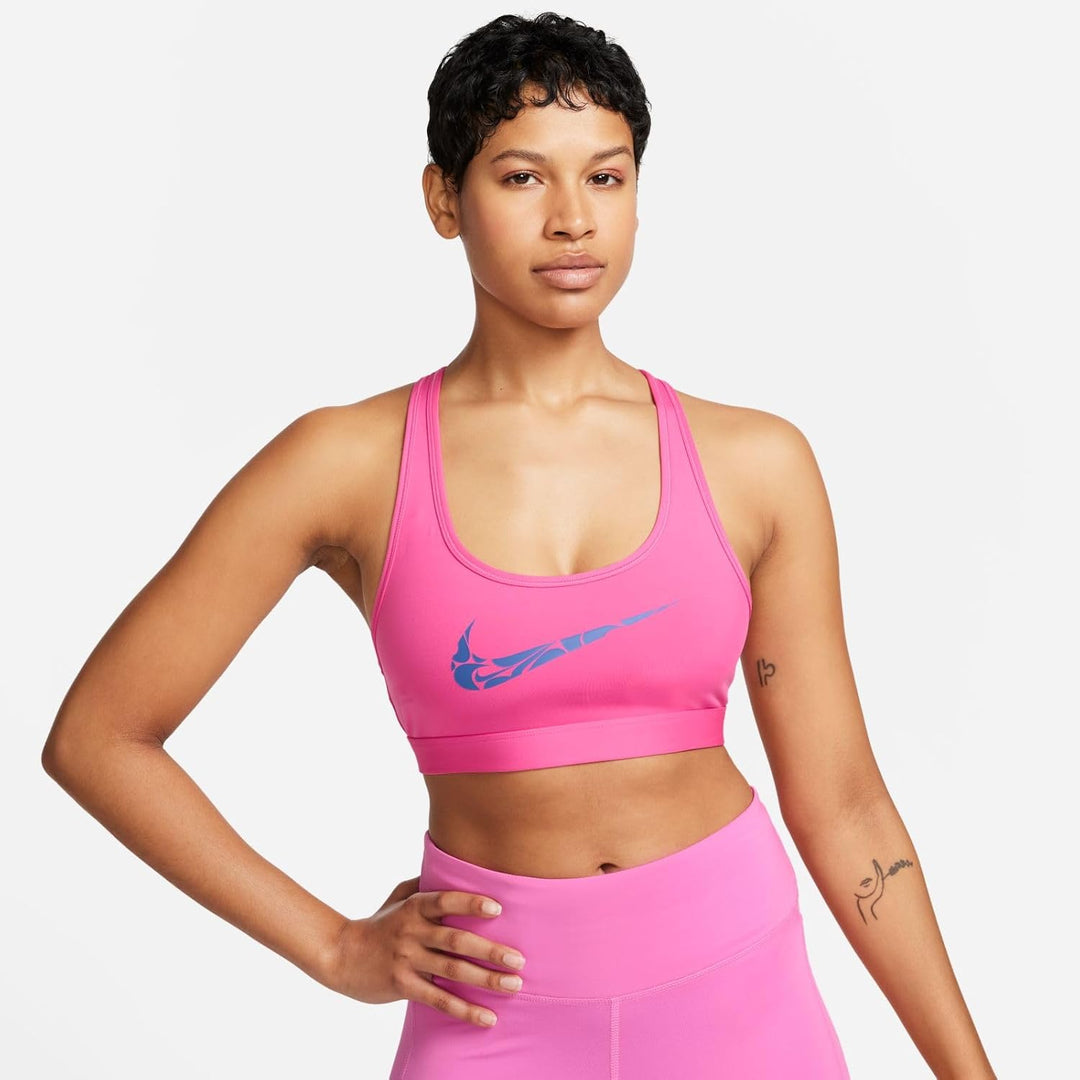 Nike Swoosh gepolsterter Sport-BH mit mittlerem Halt, DX6821 Alchemy Pink/Hyper Royal S, Alchemy Pin