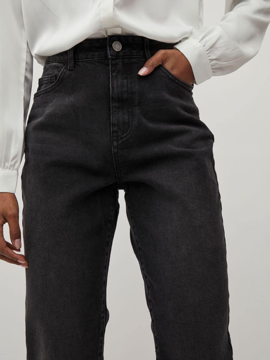 Vila Damen Vimommie Dl Hw Mom Blk-Noos Jeans 36W / 32L Black Denim, 36W / 32L Black Denim
