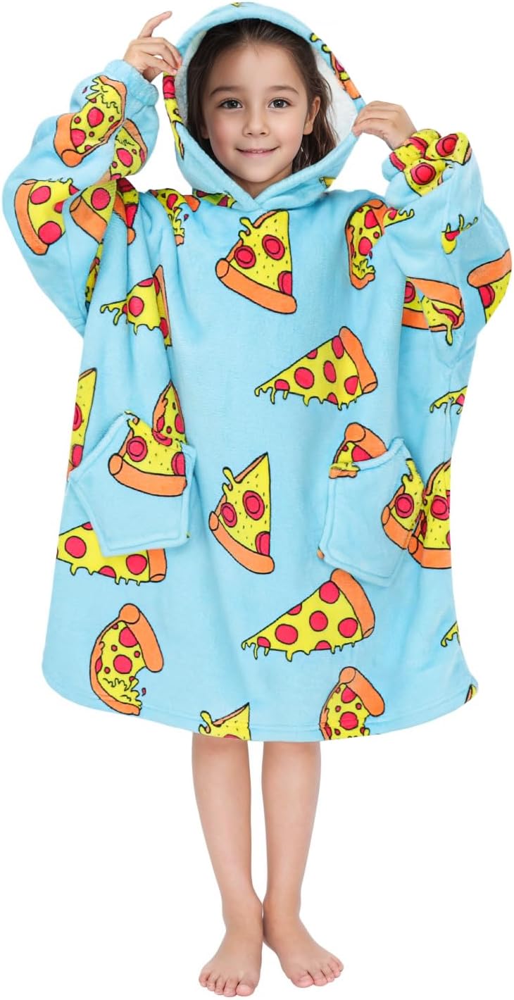 Wenlia Übergrosse Hoodie Blanket für Mädchen, Kinder Flanell Sweatshirt Decke Kuschelpullover, Einho