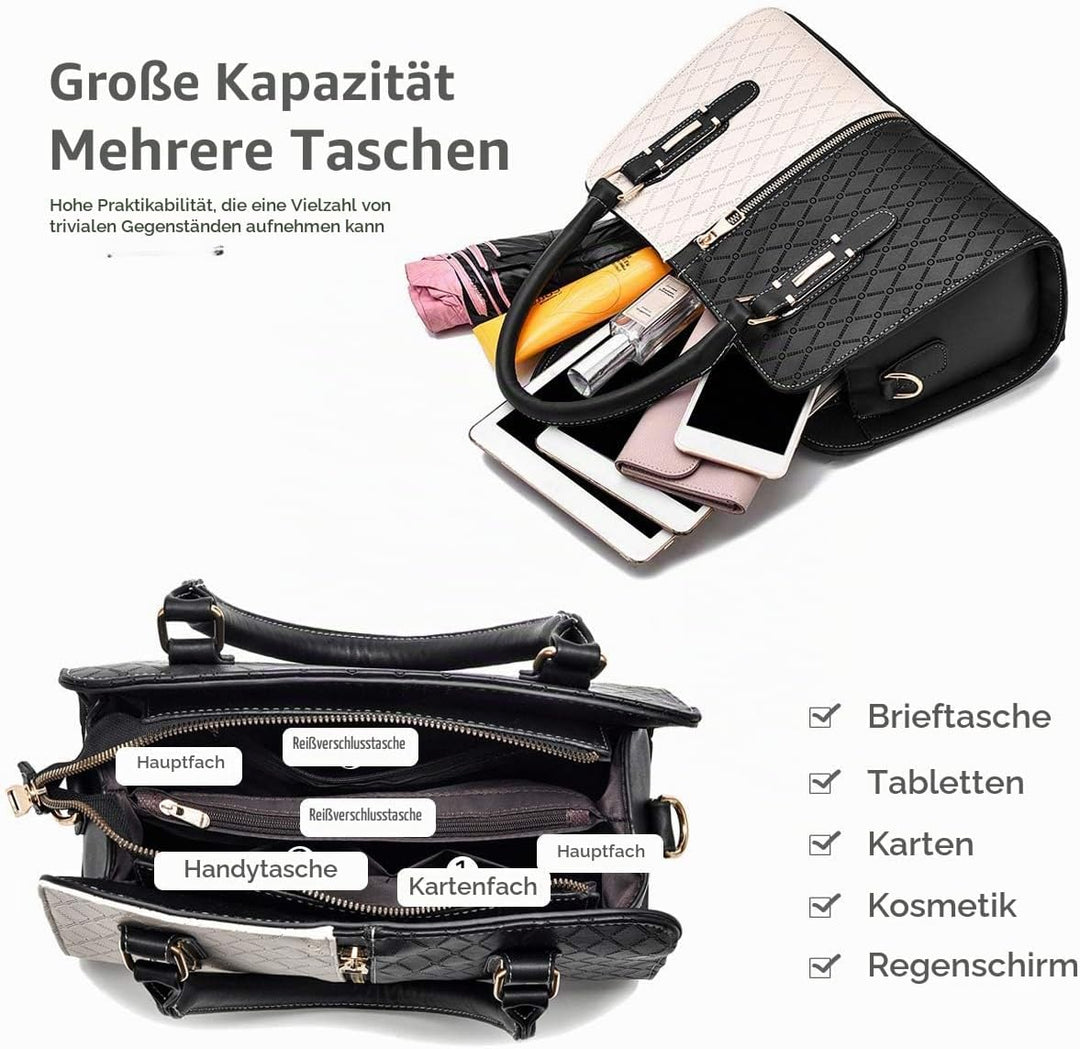 NICOLE &amp; DORIS Schultertasche Damen Mode PU Leder Schick Shopper Handtasche Umhängetasche Tote Handt