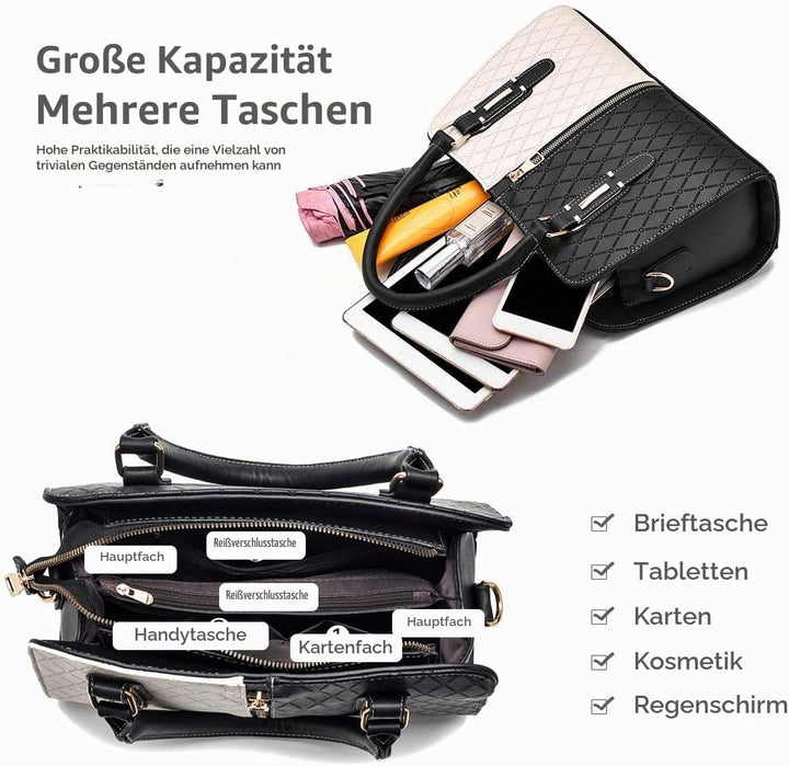 NICOLE &amp; DORIS Schultertasche Damen Mode PU Leder Schick Shopper Handtasche Umhängetasche Tote Handt
