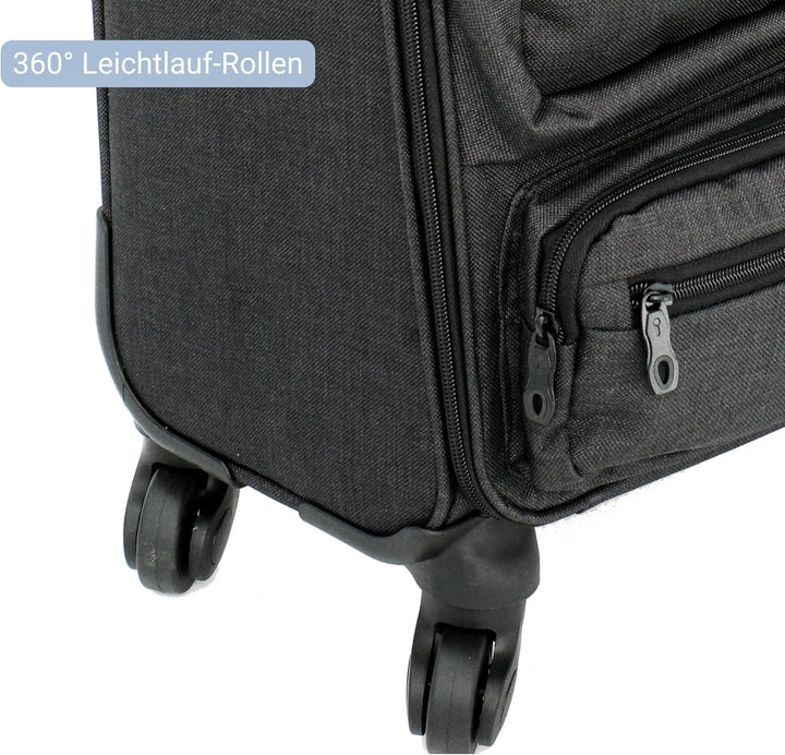 LIGHTPAK Business Laptop Overnight Trolley Ronney, Rollkoffer aus 600D Nylon, Reisekoffer mit 4 Roll