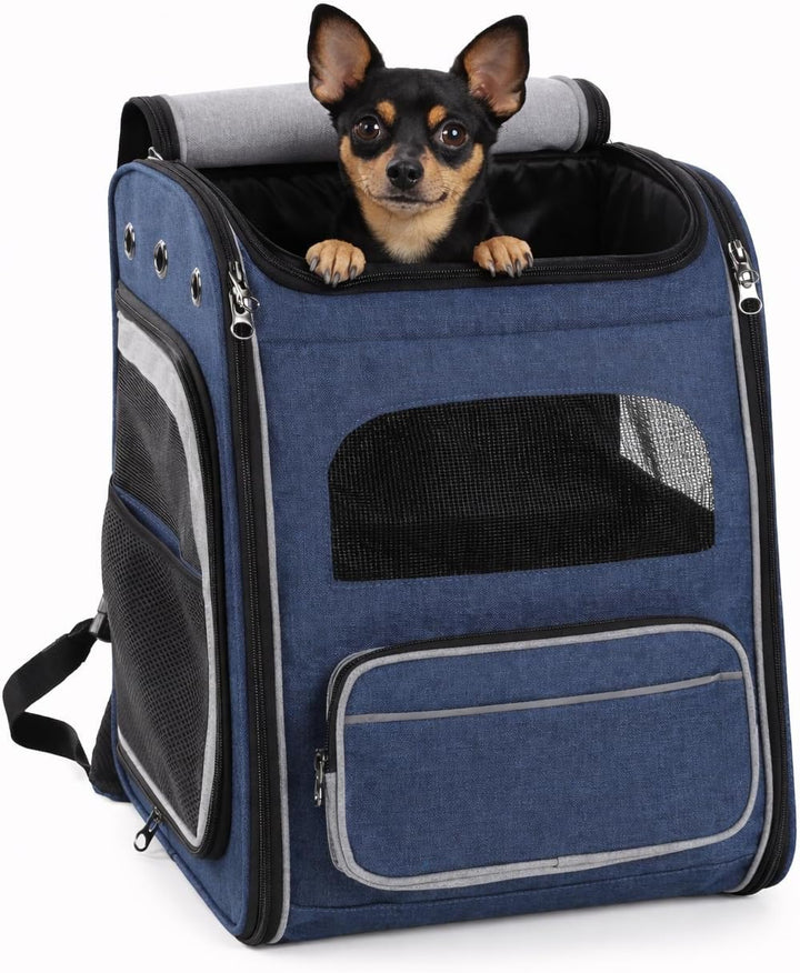 Hunderucksack - Rucksack Manfred Blau – 31x33x43cm – Polyester – Abnehmbarer Boden – Sicherheitslein