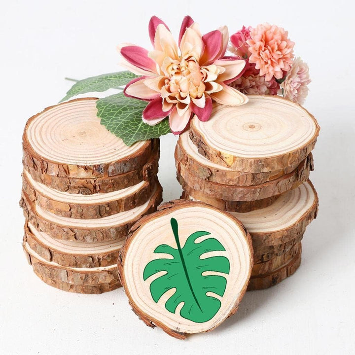 15 Stück Holzscheiben, BetterJonny Rund 12-14cm Holz Log Scheiben Kit mit Loch Unvollendete Holzkrei