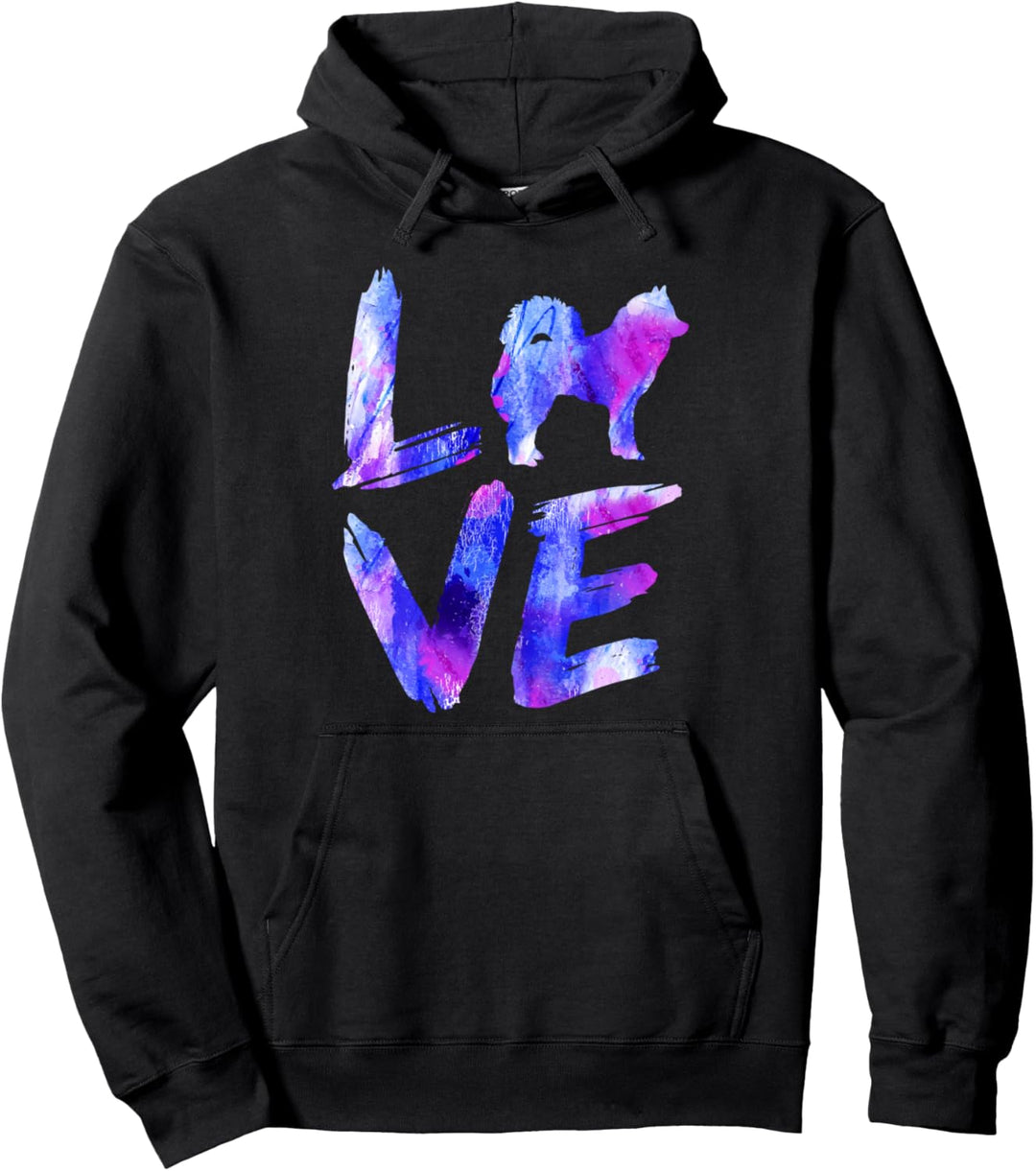 Love Eurasier Aquarell Blau Hund Mama Papa Pullover Hoodie