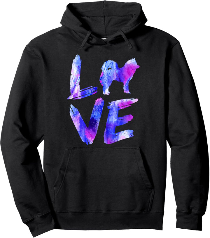 Love Eurasier Aquarell Blau Hund Mama Papa Pullover Hoodie