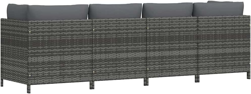 vidaXL Gartensofa 4-Sitzer mit Kissen Mittelsofa Ecksofa Sofa Lounge Gartenset Gartenmöbel Garten Ga