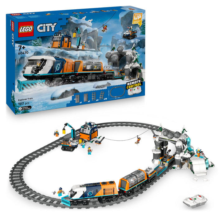 LEGO City Trains Arktis-Polarexpress - Spielzeug mit ferngesteuertem Zug - Schneepflug, 22 Gleissegm