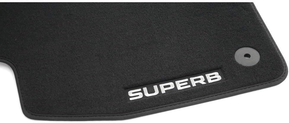 Skoda 3V1061404B Textil Fussmatten 4X Stoffmatten schwarz mit SUPERB Schriftzug & 000087600G9B9 Rege