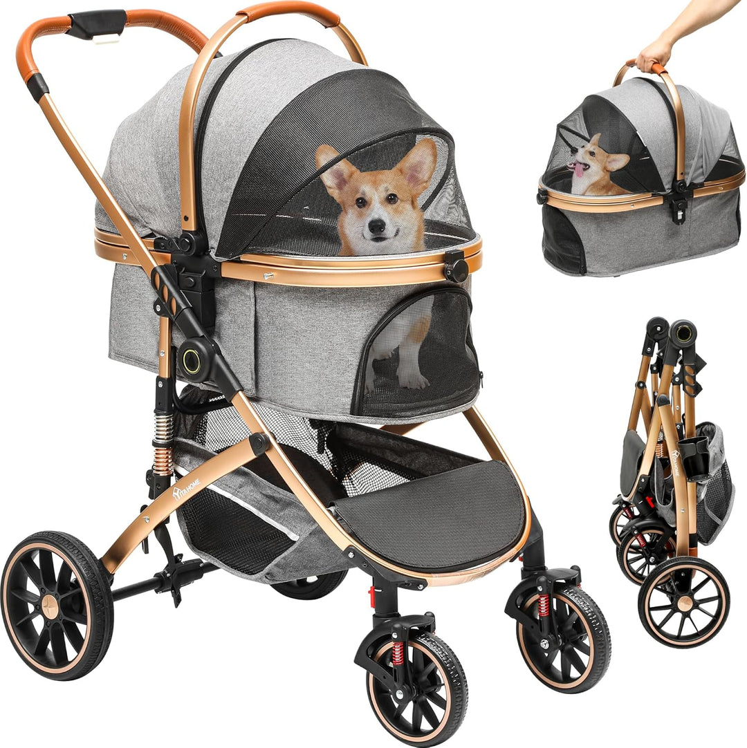 YITAHOME Hundewagen 3 in 1 Hundebuggy Bis 20kg, Klappbar, Hundewagen für Kleine Hunde, Hundebuggy Kl