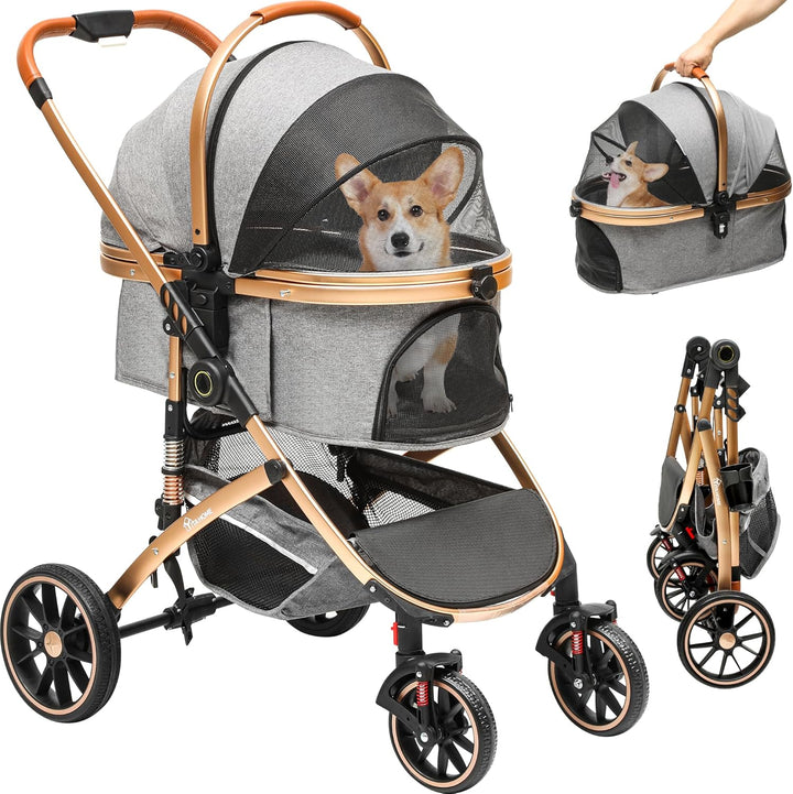 YITAHOME Hundewagen 3 in 1 Hundebuggy Bis 20kg, Klappbar, Hundewagen für Kleine Hunde, Hundebuggy Kl