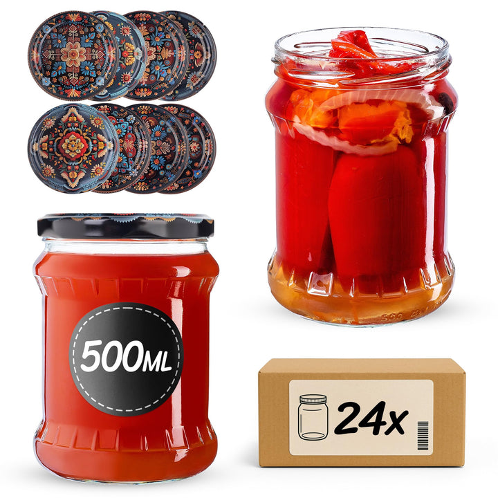 KADAX Einmachgläser 500ml TO82, Sturzgläser Mason Jar mit Schraubdeckel, Luftdichte Twist-off Gläser