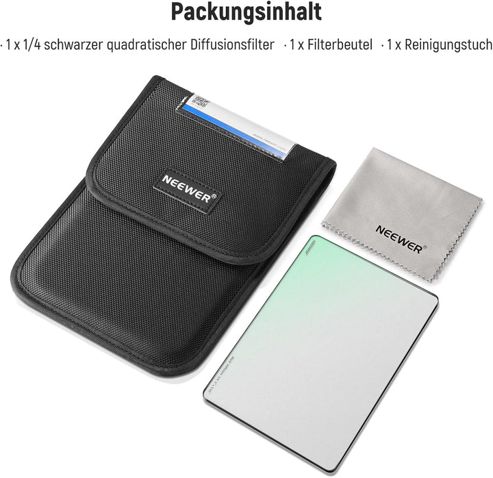NEEWER Rechteckfilter Black Diffusion 1/4 Filter Kino Effektfilter 4"x5.65" Square Filter Kompatibel