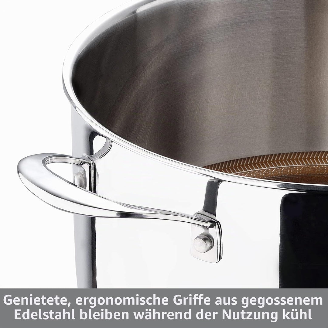 MasterPRO GIRO - 10-tlg. 3-PLY Hybrid Edelstahl Kochgeschirr-Set - Topf, Pfannen & Stielkasserolen -