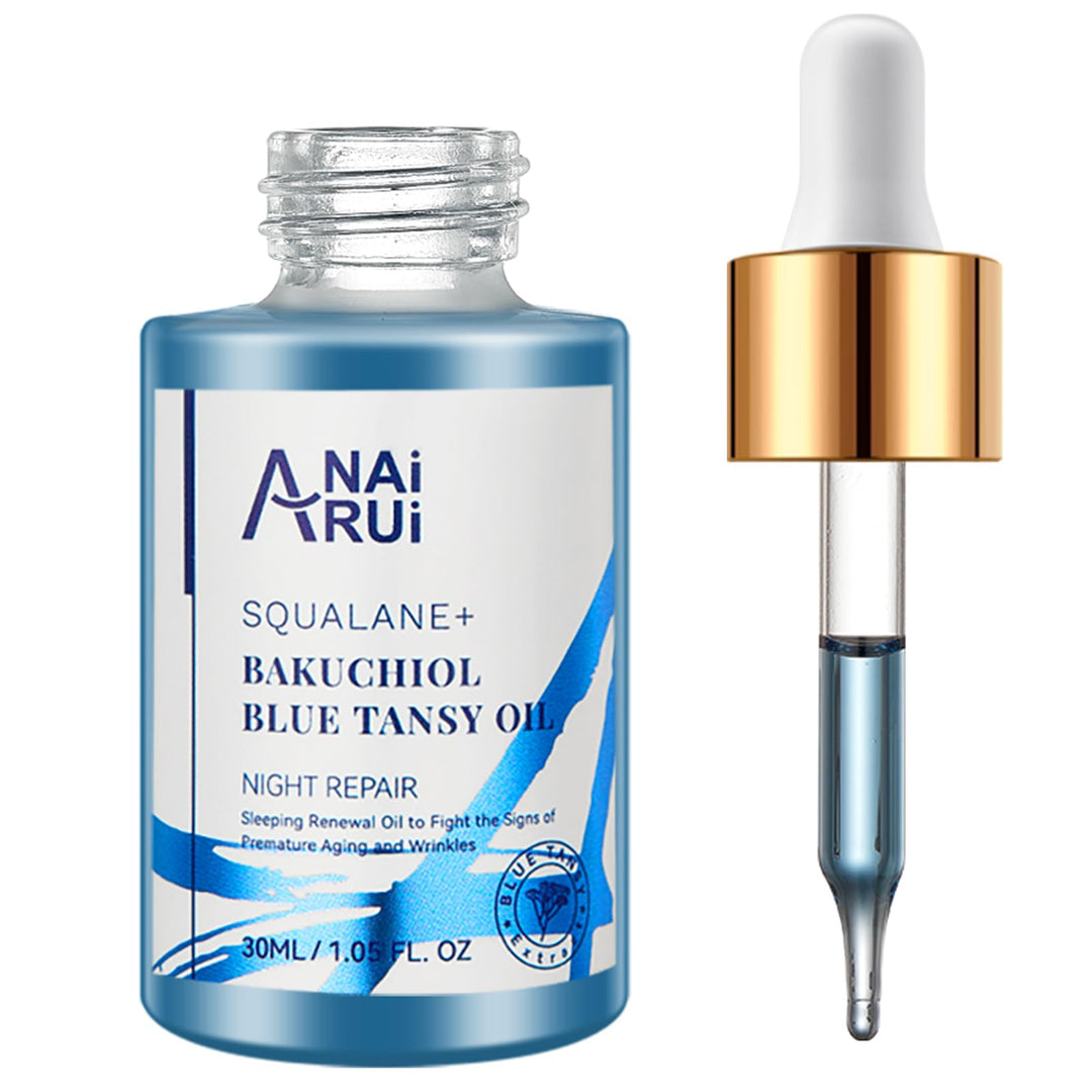ANAiRUi Bakuchiol Oil, Pflanzenöl, natürliche Retinol Alternative, mit blue Tansy, Squalan, Jojoba,