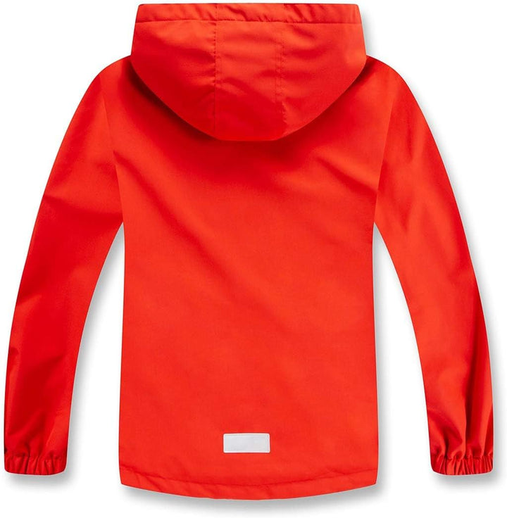 YoungSoul Kinder wasserdichte Regenjacke mit Abnehmbarer Kapuze 104-110 Schwarz Rot, 104-110 Schwarz