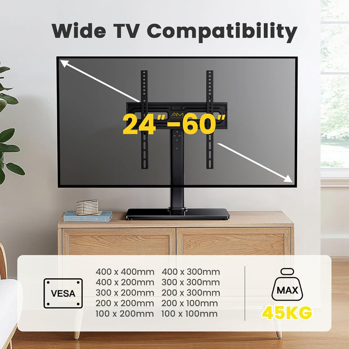 TV Ständer Schwenkbarer, Universal TV Standfuss für 32-60 Zoll LED LCD Flach & Curved Fernseher bis