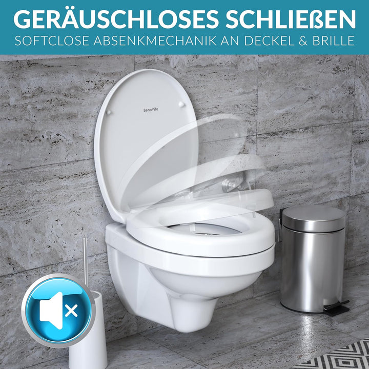BenaVita WC Sitzerhöhung 5 cm aus Duroplast - Erhöhter Toilettensitz für bequemes Sitzen inkl. Absen