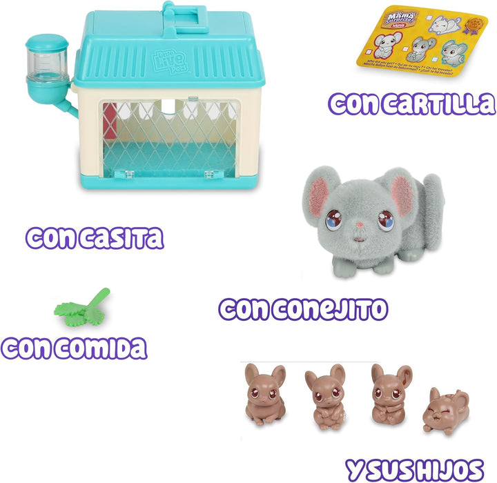 Little Live Pets - Mama Surprise Minis Maus, Plüschmaus mit Geräuschen und Bewegungen, die Babys, in