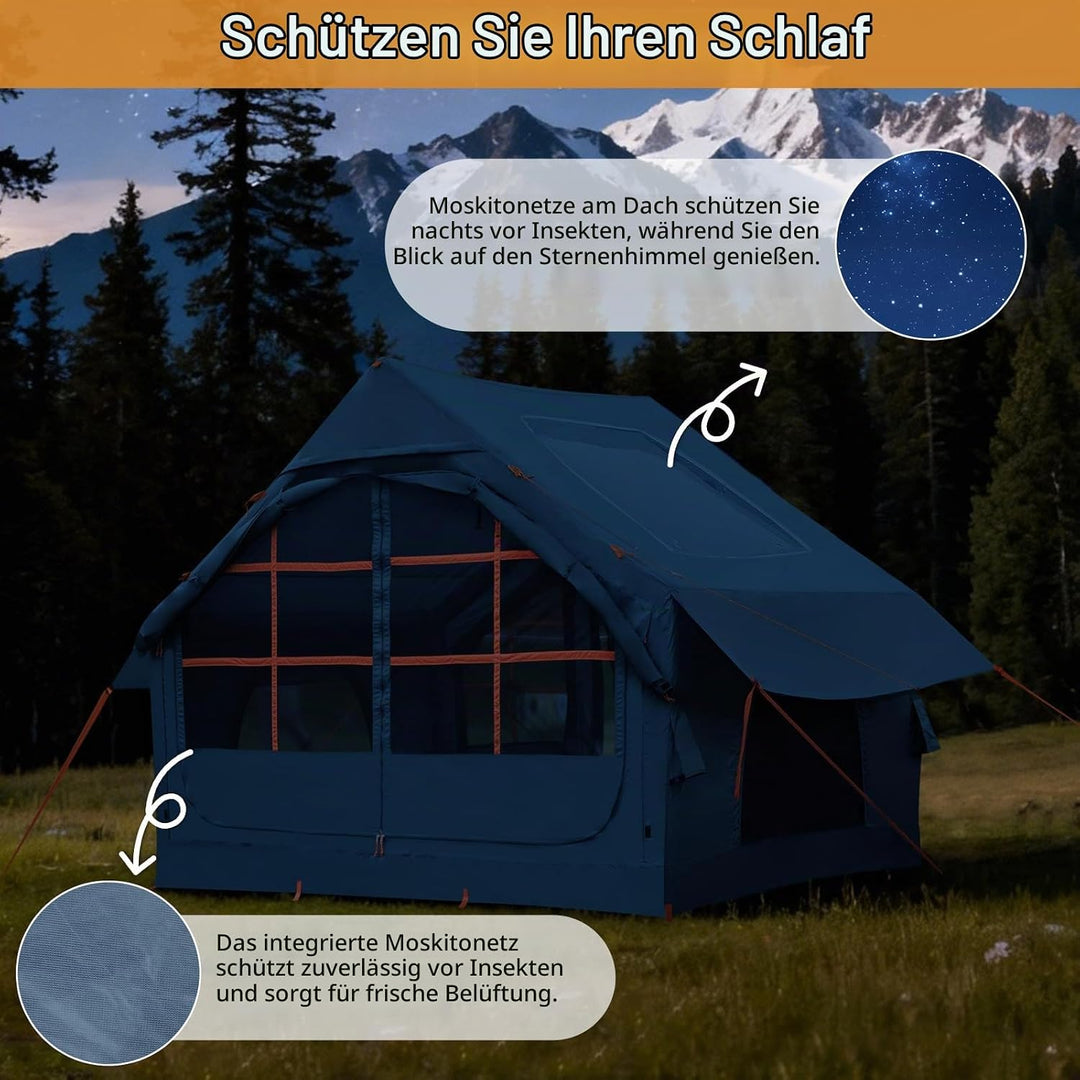 Inflatable Camping Tent, with Manual air Pump, Easy to Set up, Outdoor Inflatable Tent, can accommod