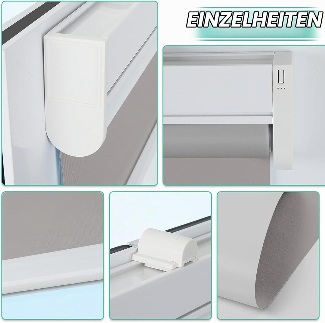 Allesin Elektrische Rollos mit Fernbedienung, Grau Verdunklungsrollo 45x120cm (BxH) Klemmträger Ohne