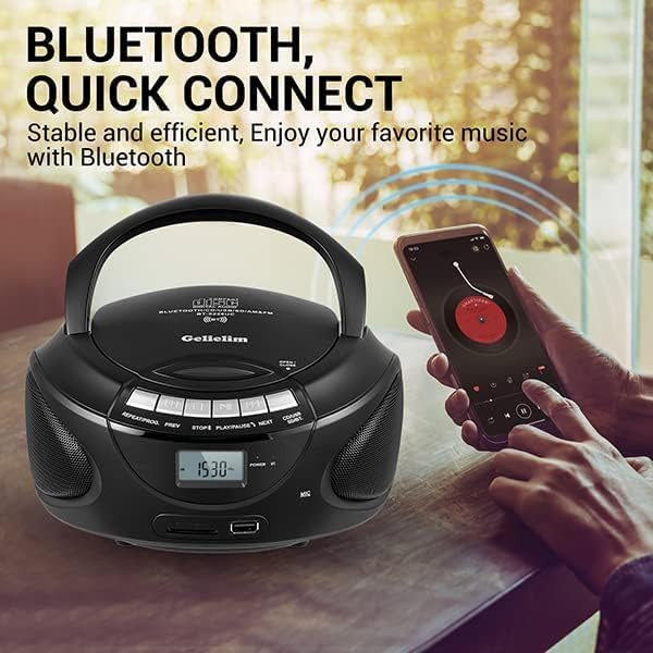 G Keni Tragbarer CD Spieler Boombox mit Bluetooth, AM/FM Radio, CD Boombox Unterstützung USB, SD, MM