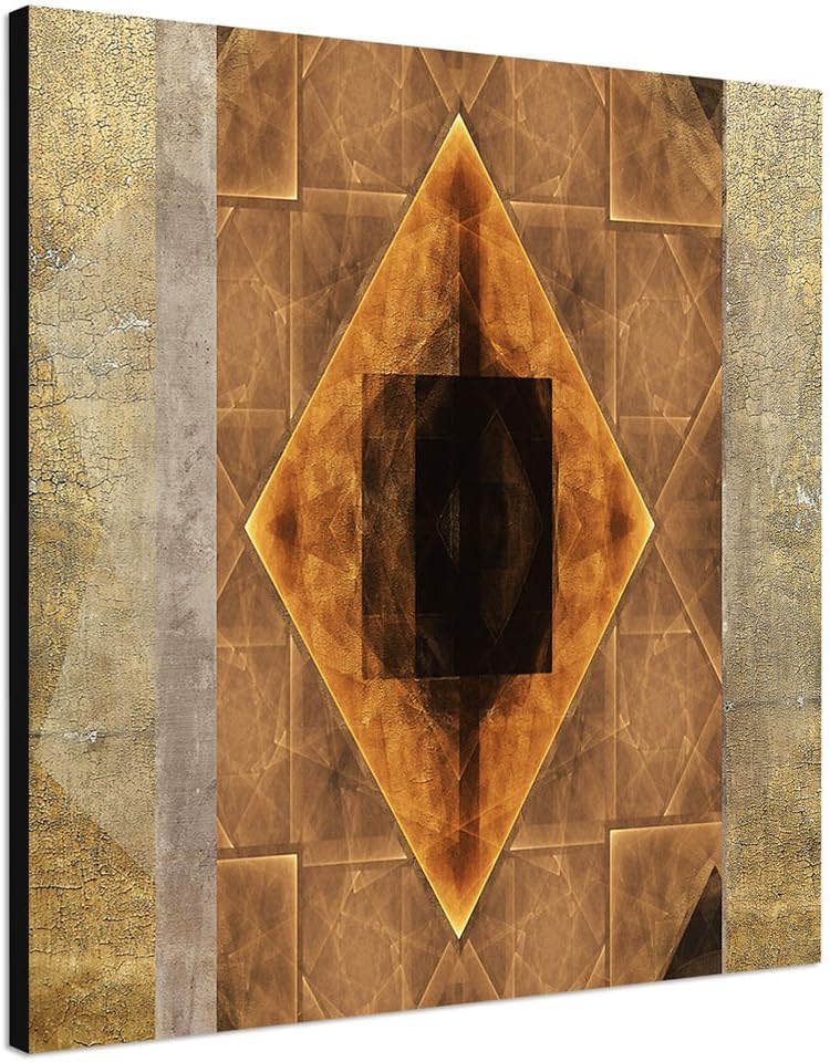 Paul Sinus Art Kunstdruck Abstrakt423_60x60cm Antikes Design Leinwandbild braun XXL fertig auf Keilr