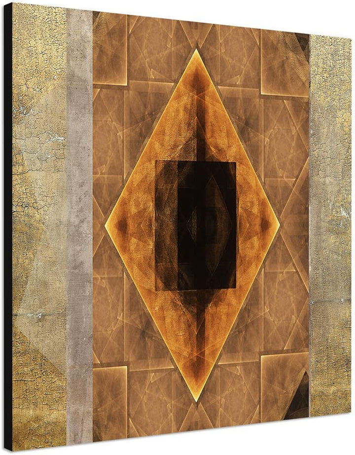 Paul Sinus Art Kunstdruck Abstrakt423_60x60cm Antikes Design Leinwandbild braun XXL fertig auf Keilr