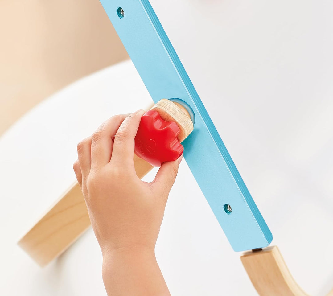 Hape Anywhere Art Studio , Award-Winning Double-Sided Wooden Kids Easel Whiteboard/Chalkboard with 2