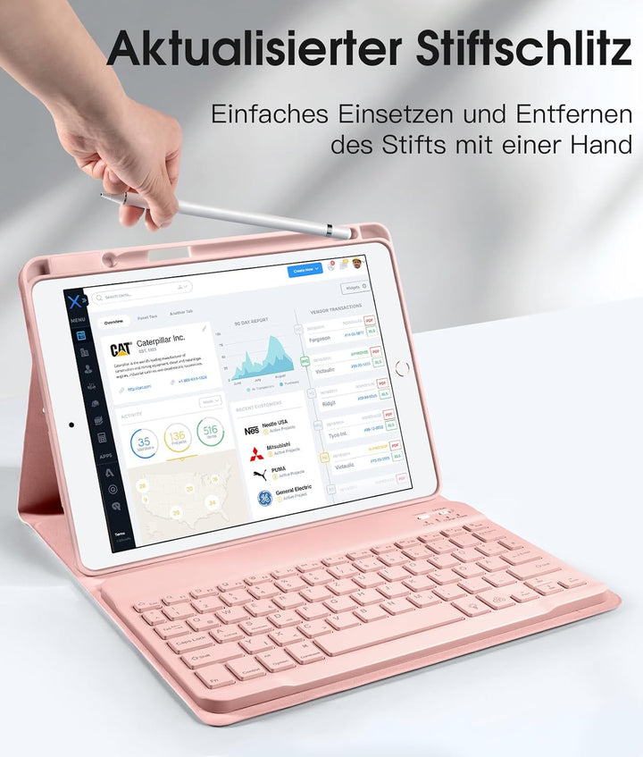 Vobafe Hülle mit Tastatur Kompatibel für iPad 9./ 8. /7. Generation 10.2 Zoll mit Stifthalter, Magne