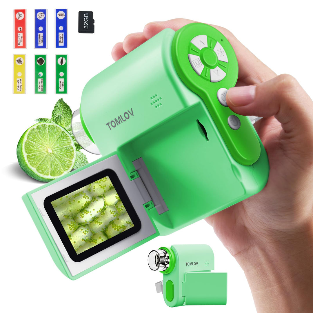 TOMLOV P20 Handheld Digital Mikroskop, 3-in-1 Taschenmikroskop für Kinder, Tragbare 1080P DV Kamera