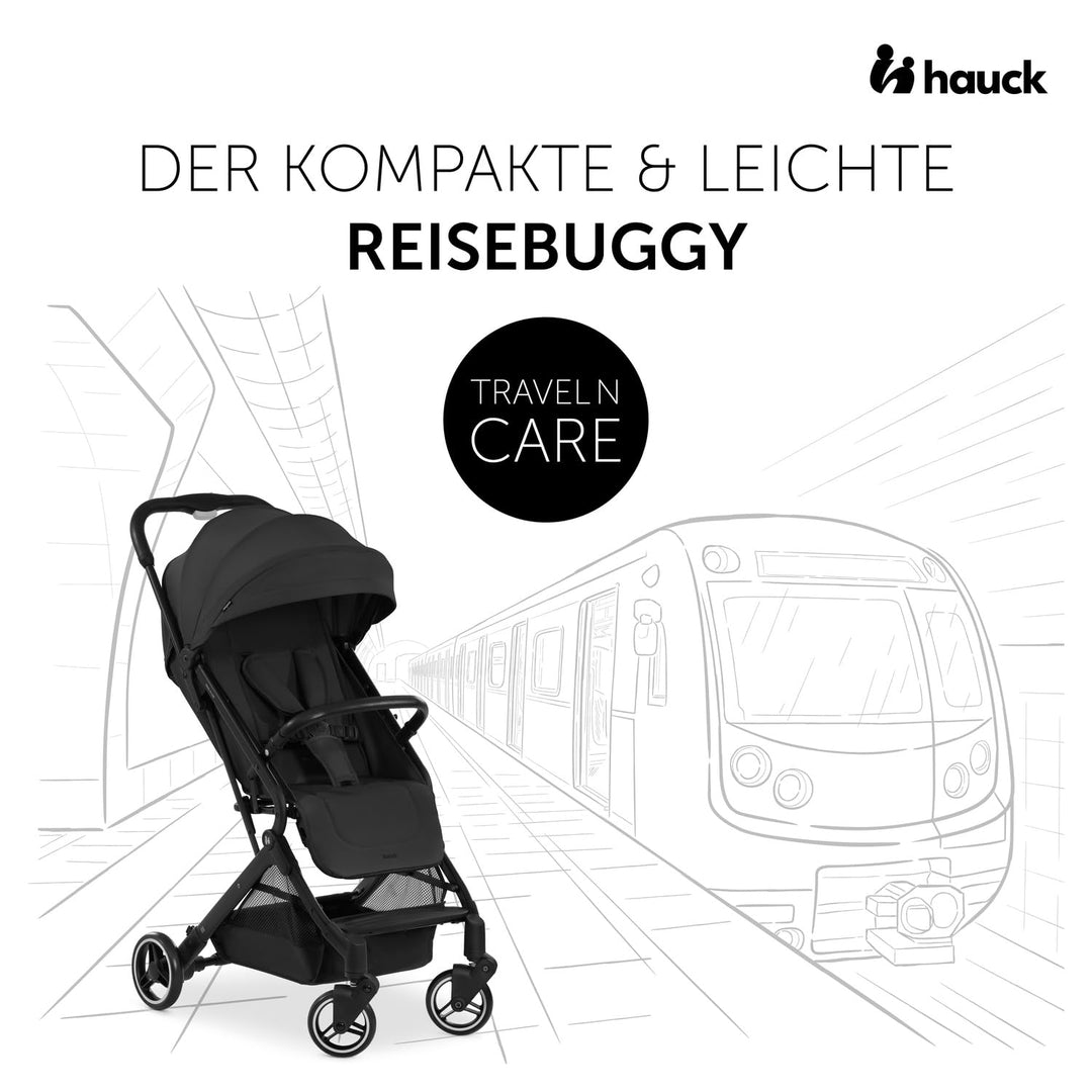 hauck Travel N Care, Schwarz - Reise Buggy für Kinder ab Geburt bis 22 kg - mit Liegefunktion - Leic