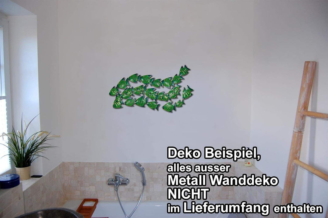 SEESTERN Fischschwarm Metall Wand Deko Verzierung Hänge Wand Dekoration 80cm /1809.smaragd