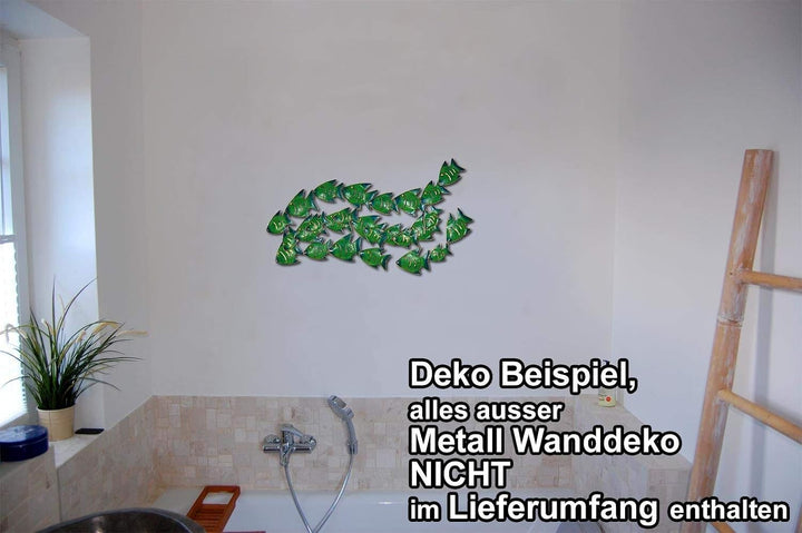 SEESTERN Fischschwarm Metall Wand Deko Verzierung Hänge Wand Dekoration 80cm /1809.smaragd