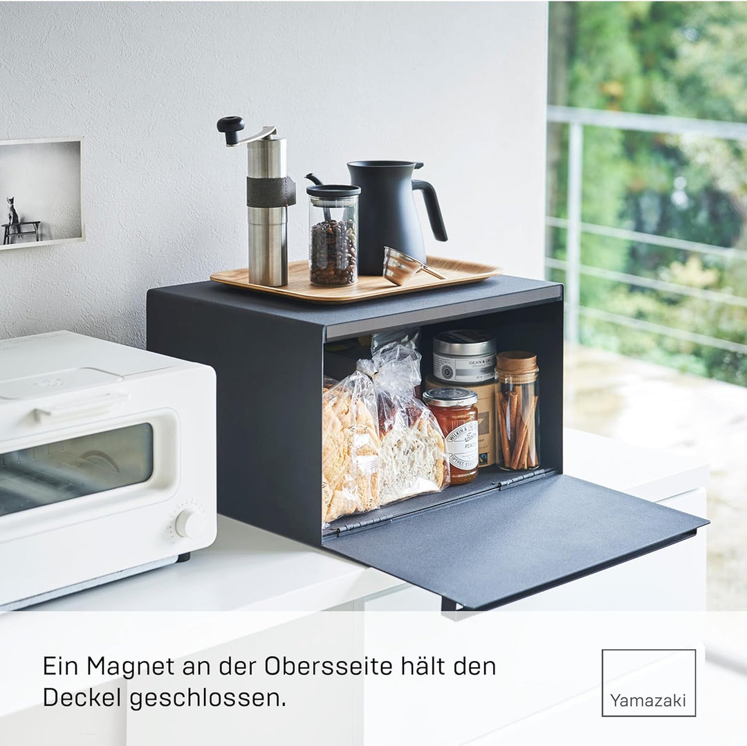 YAMAZAKI 4353 Tower Brotkasten, Stahl, Holz, Silikon,